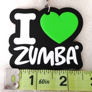 RARE I Love Zumba GREEN HEART Keychain
